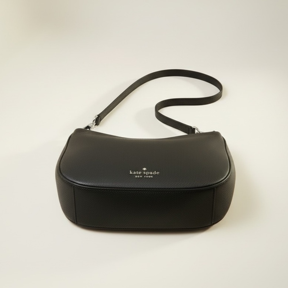 Kate Spade Black Pebbled Leather Shoulder Bag NWOT Quiet Luxury Hobo - Picture 5 of 17